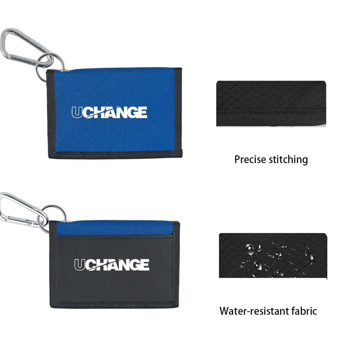 Carabiner Bifold Wallet With ID Window And Zipper 6