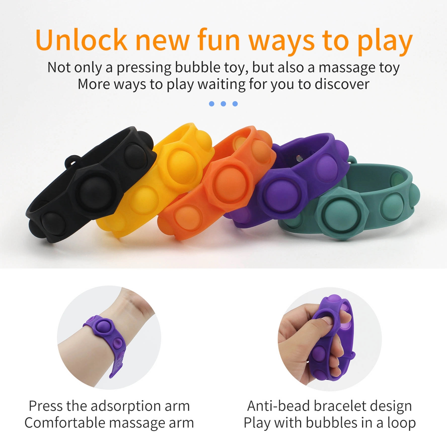 Colorful Push Bubble Sensory Fidget Bracelet Toy Wristband 3