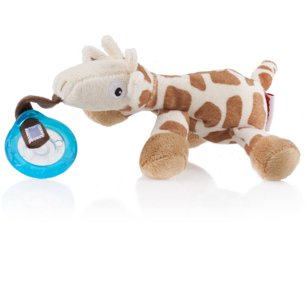 Nuby™ Plush Pacifinder - Giraffe 0-6M Natural Cherry Shape
