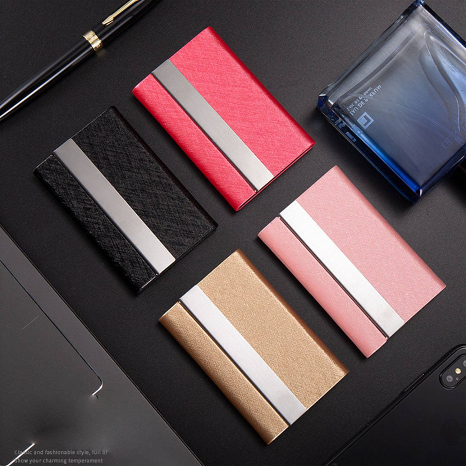 Stainless steel PU business card holder 2
