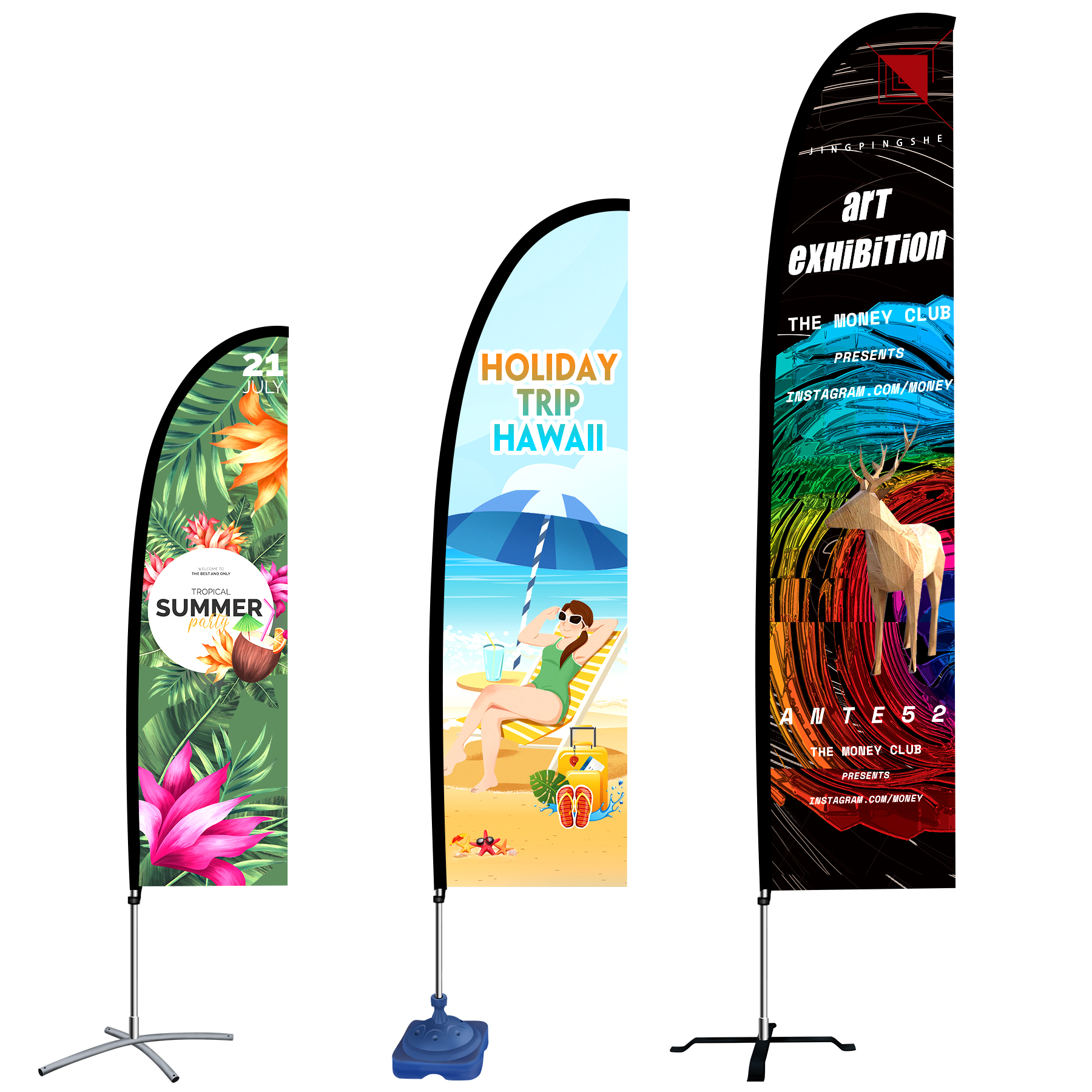 9' Single Side Full Imprint Feather Blade Flag with Cross Base 2