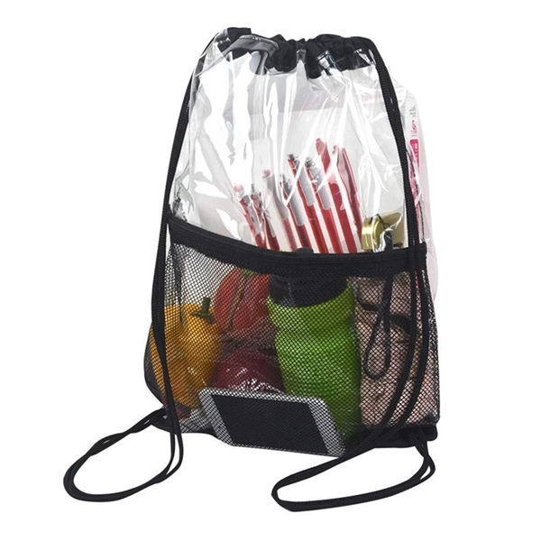 Transparent Drawstring Bag With Mesh 7