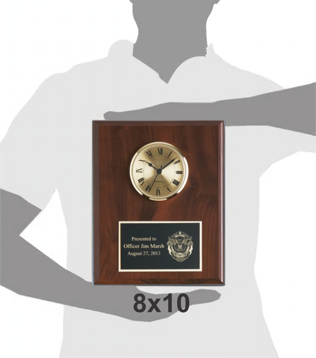Cherry Solid Wood Plaque W/ Clock (8" X 10") 5