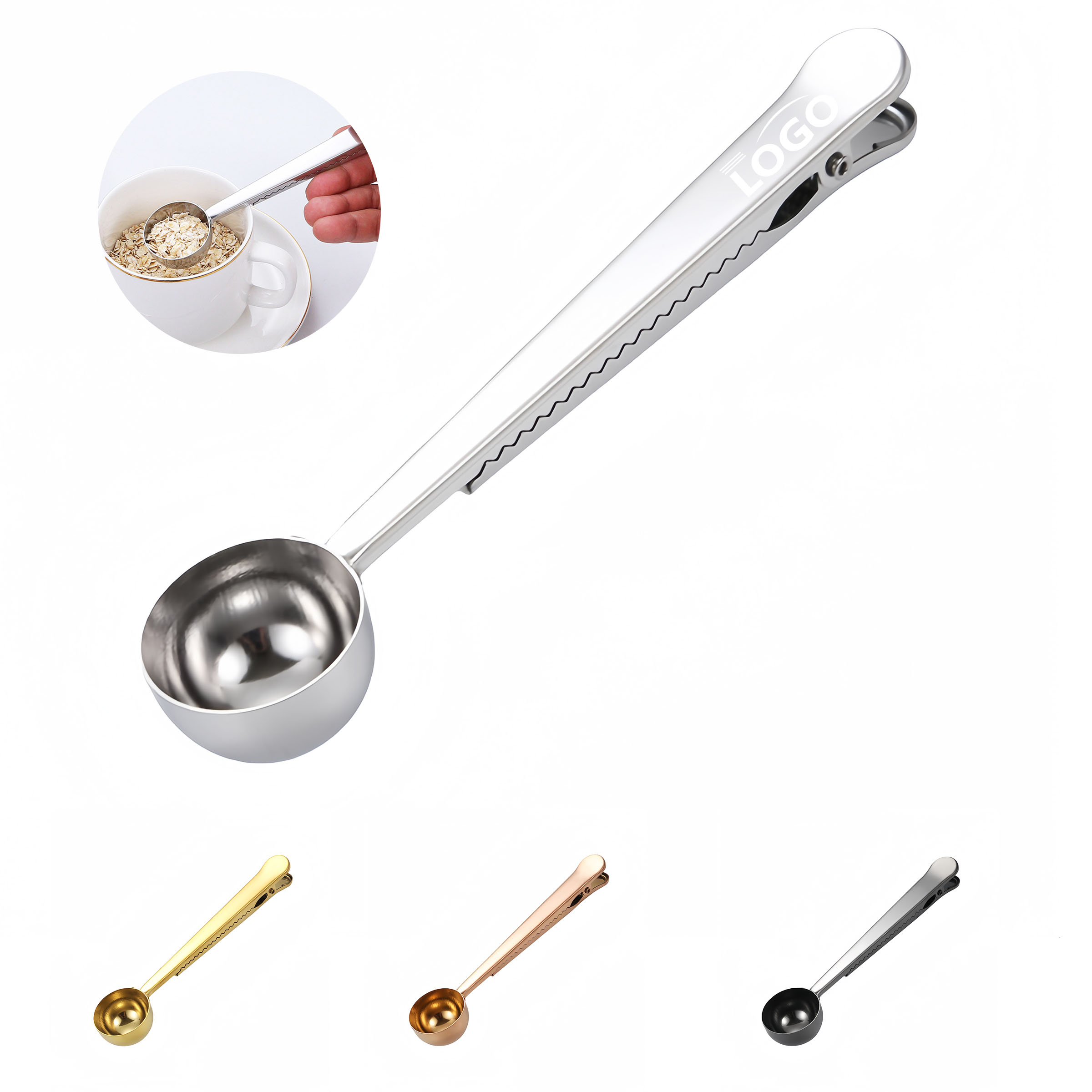 Stainless Steel Coffee Scoop with Clip 4