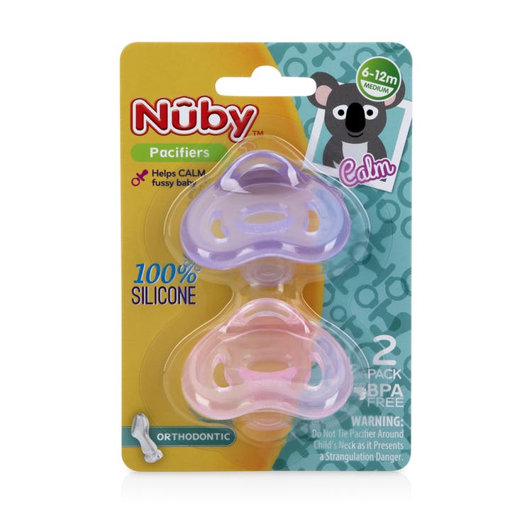 Nuby Natural Shape Pacifiers - 2 Count Assorted Colors 1