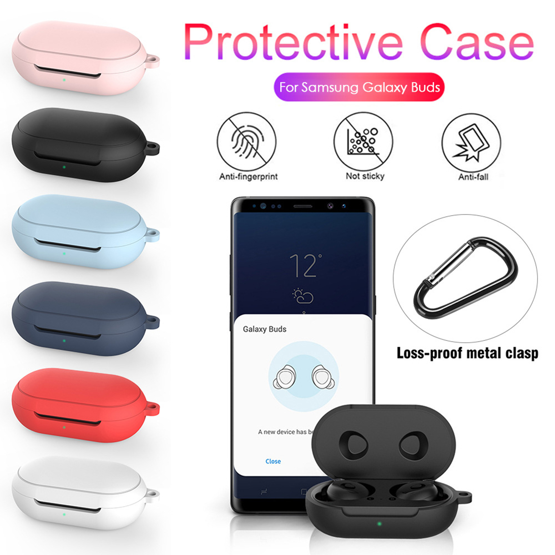 Silicone Earphone Storage Case With Carabiner 4