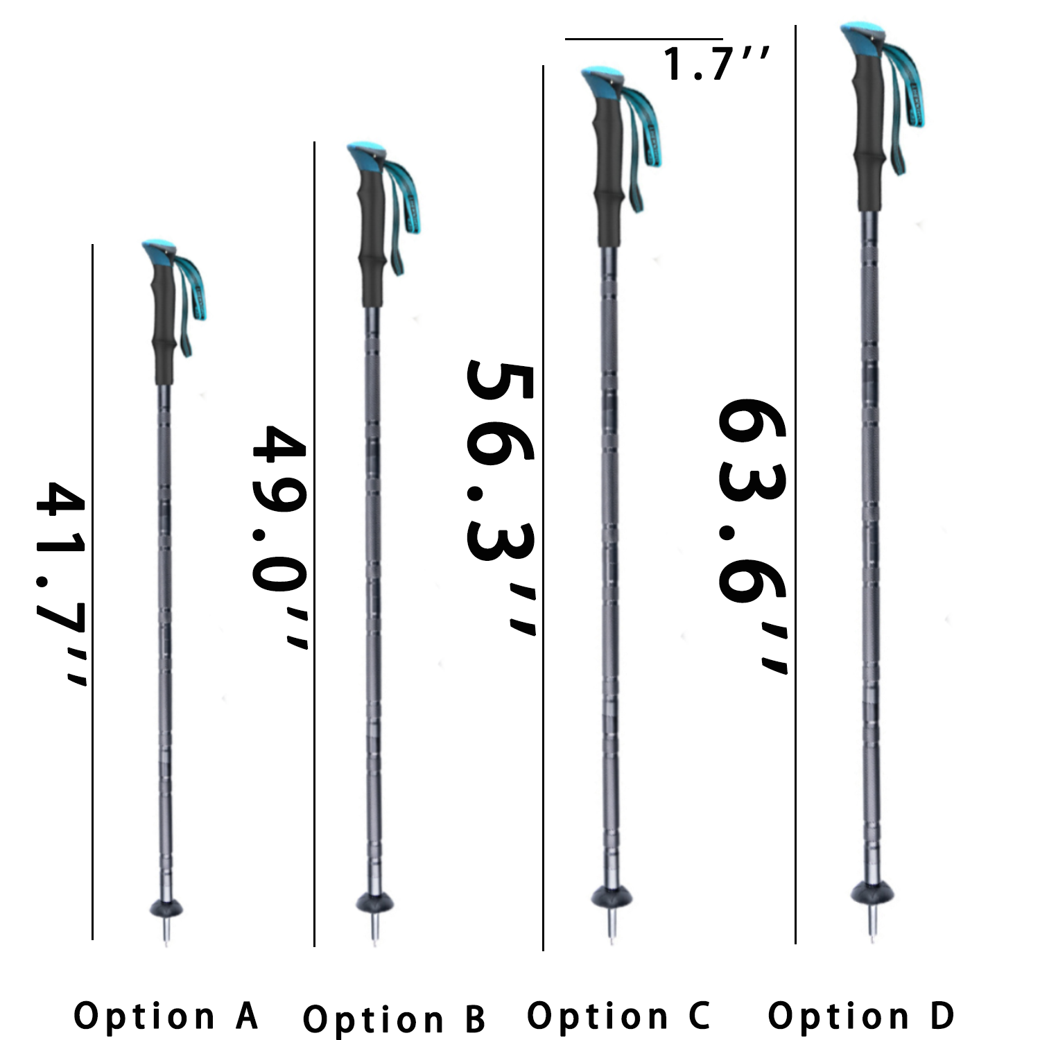 Multi Functional 6 Section Internal Locking Trekking Poles 6