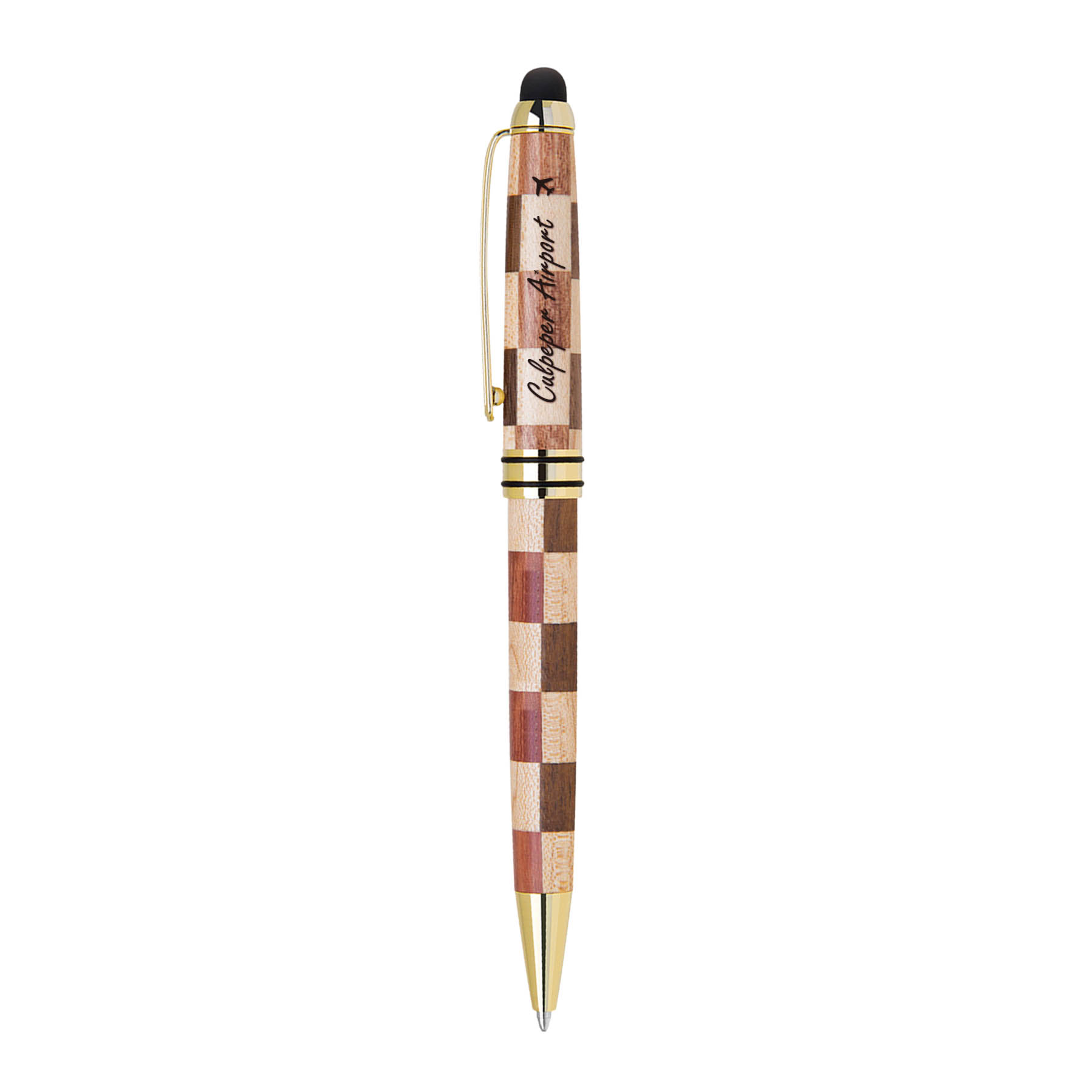 ECO-Friendly Checkered Design wooden stylus and ballpoint pen 2