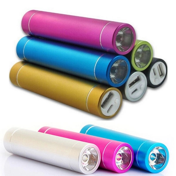 Portable Cylinder LED Flash Light Power Bank 2