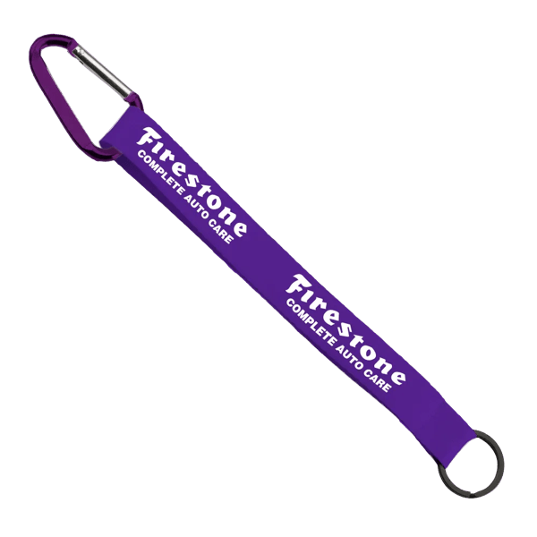 3/4" Sewn Polyester Keychain with Metal Split-Ring and Carabiner 101