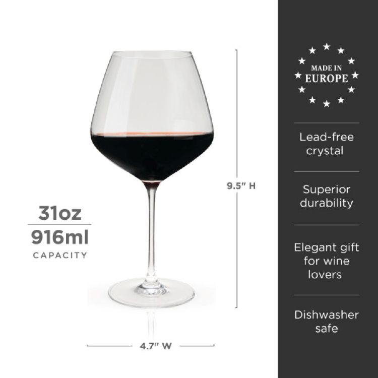 Viski® Reserve Inez Crystal Burgundy Glass, set of 4 4
