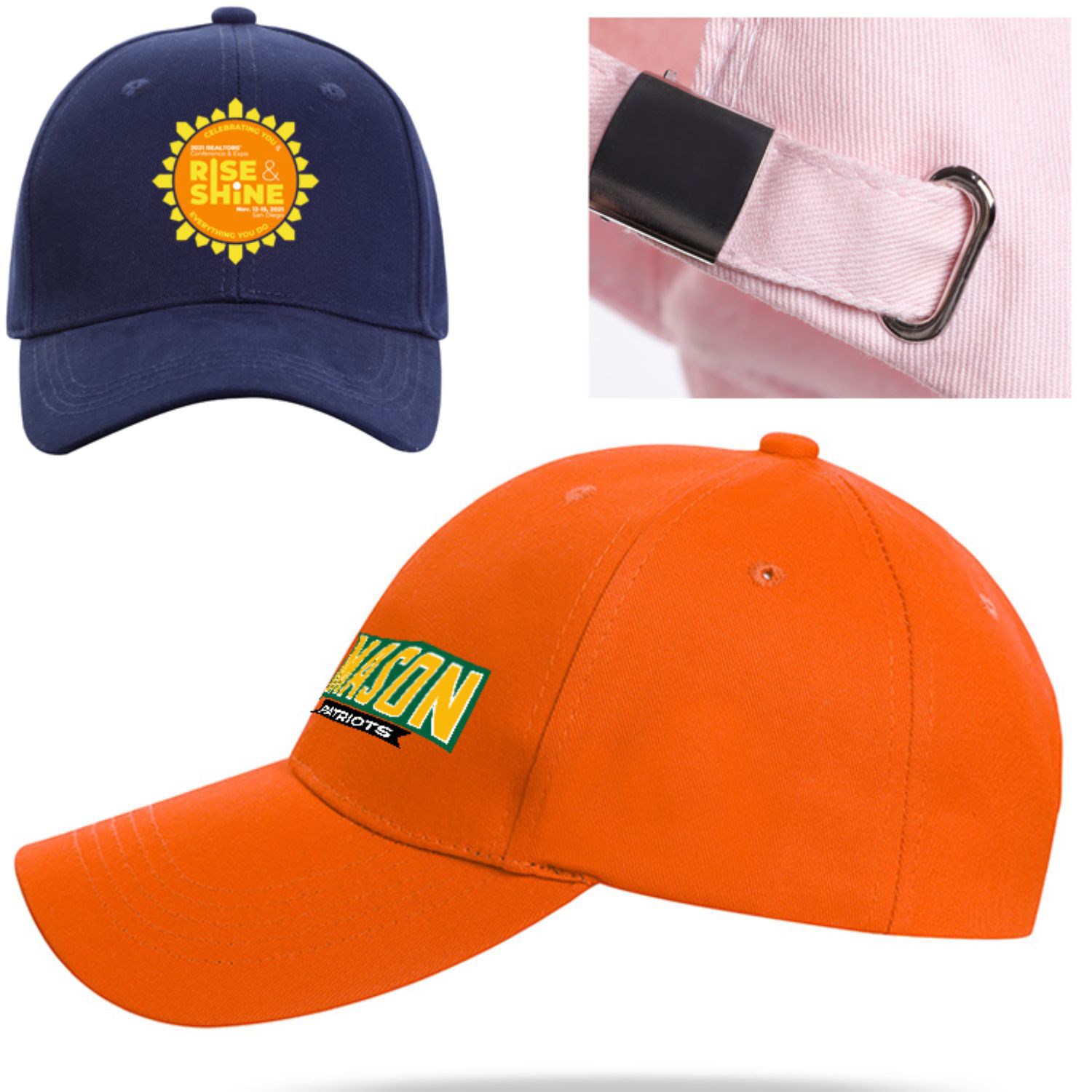 6 panel structured Baseball Caps w/ Metal Tuck in Buckle 2
