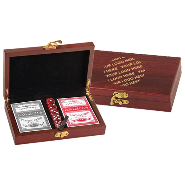 Rosewood Finish Card And Dice Set