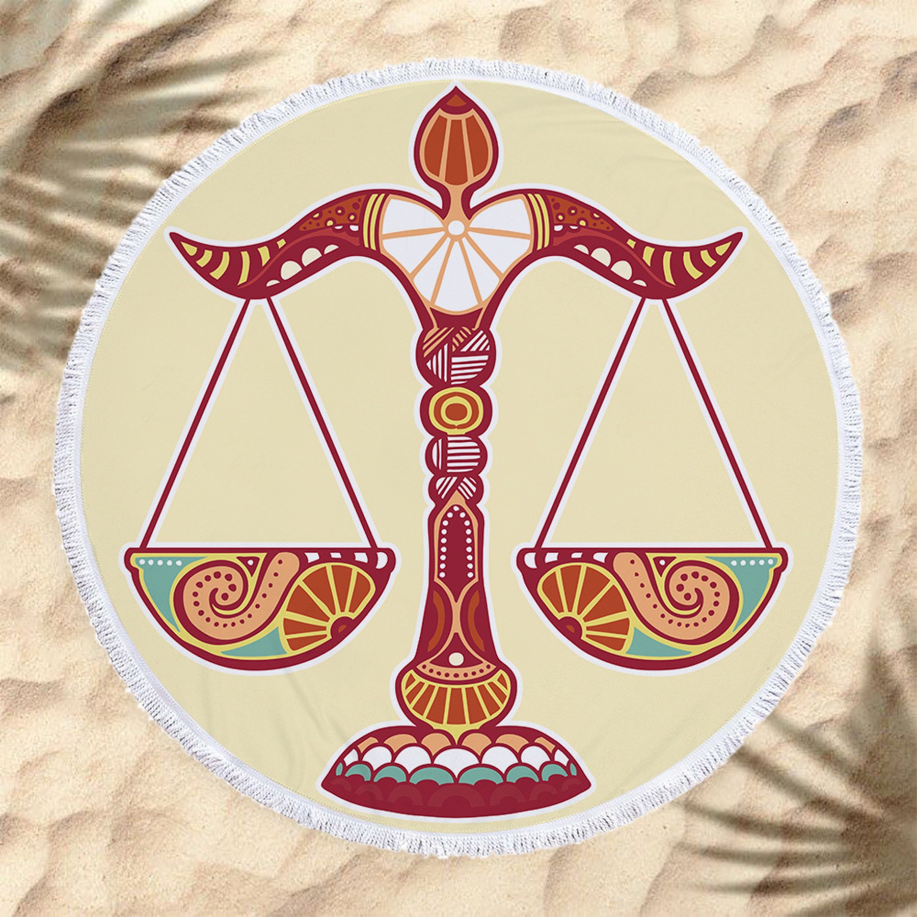 The Zodiac Printing Round Beach Towel With Tassels 7