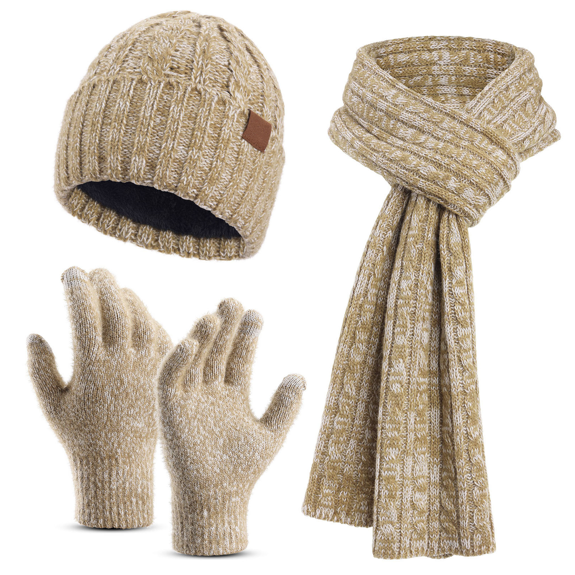 3 In 1 Winter Beanie Hat Gloves Scarf Set 8