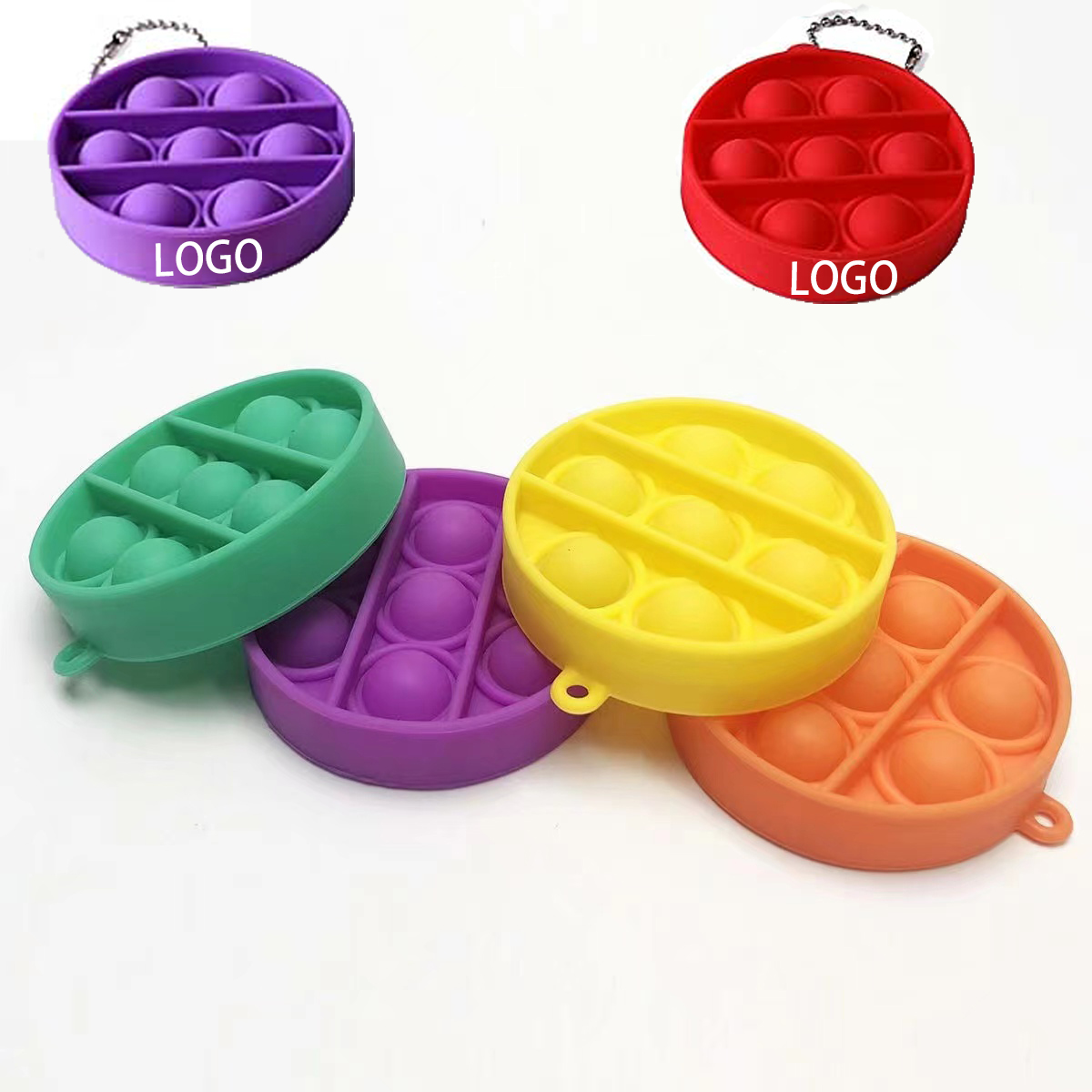 Shape Round Pure Color Push Pop Key Chain/Hook up 6