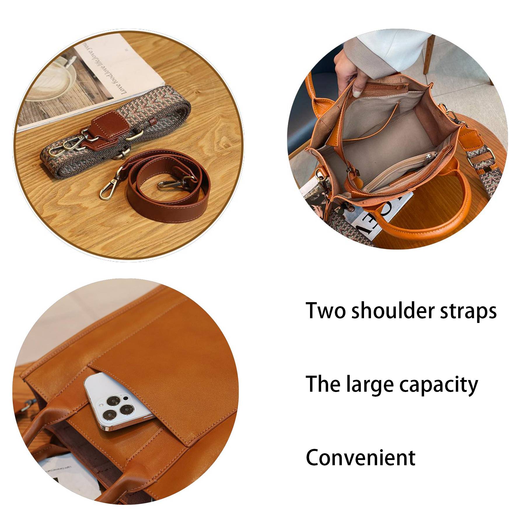 Vegan Leather Simple Vintage Shoulder Retro Handbag 3