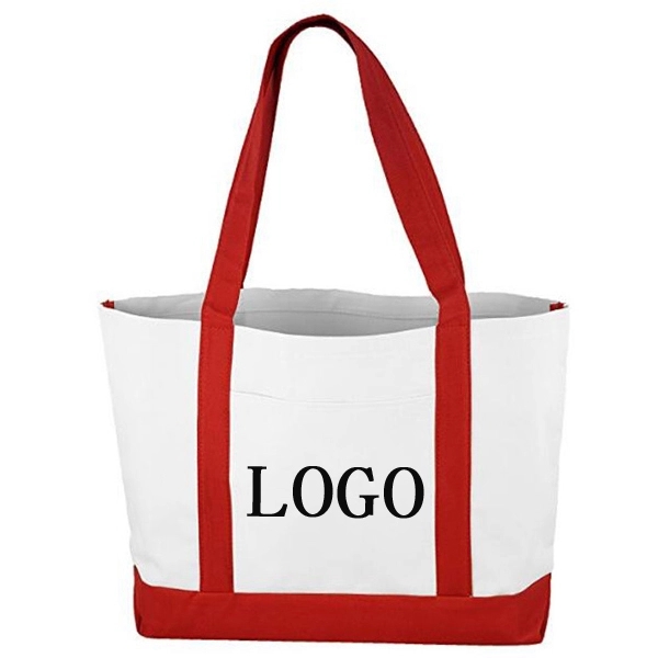 Heavyweight 12 oz. Cotton Canvas Pocket Boat Tote, custom tote bag with logo imprint 3
