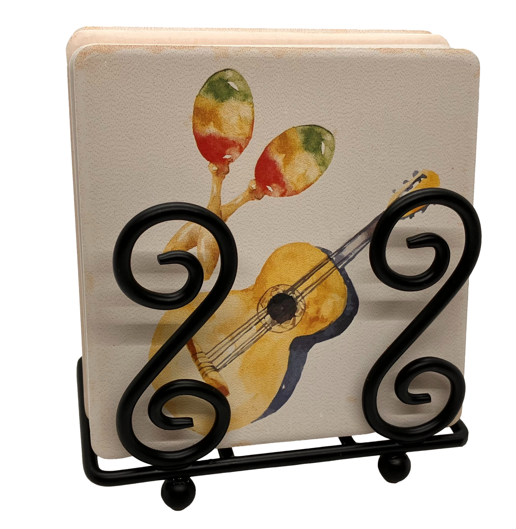 Upright Scroll Metal 6 Coaster Holder Sets 2
