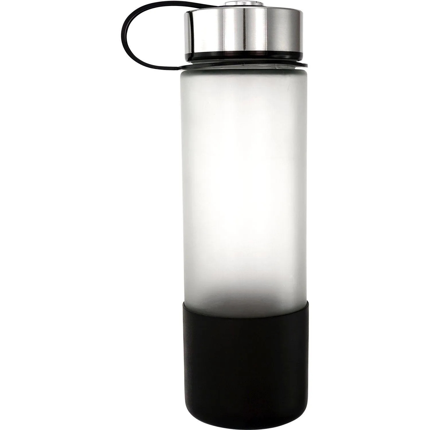 Metal Lanyard Lid 22 oz. Frosted Glass Grip Bottle 12