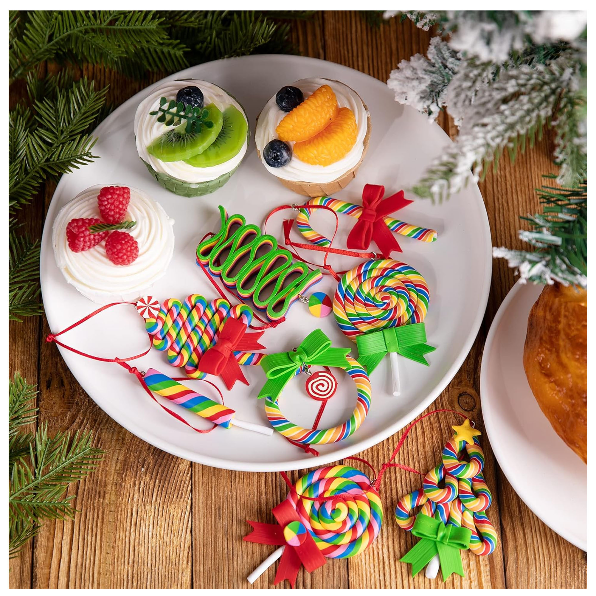 Polymer Clay Handmade Lollipop Ornament For Holiday Decorations 4