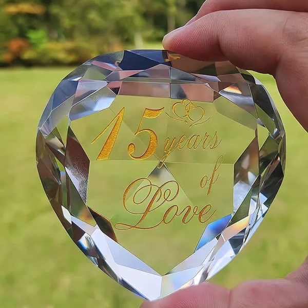 Wedding Anniversary Crystal Heart Shaped Paperweight 1