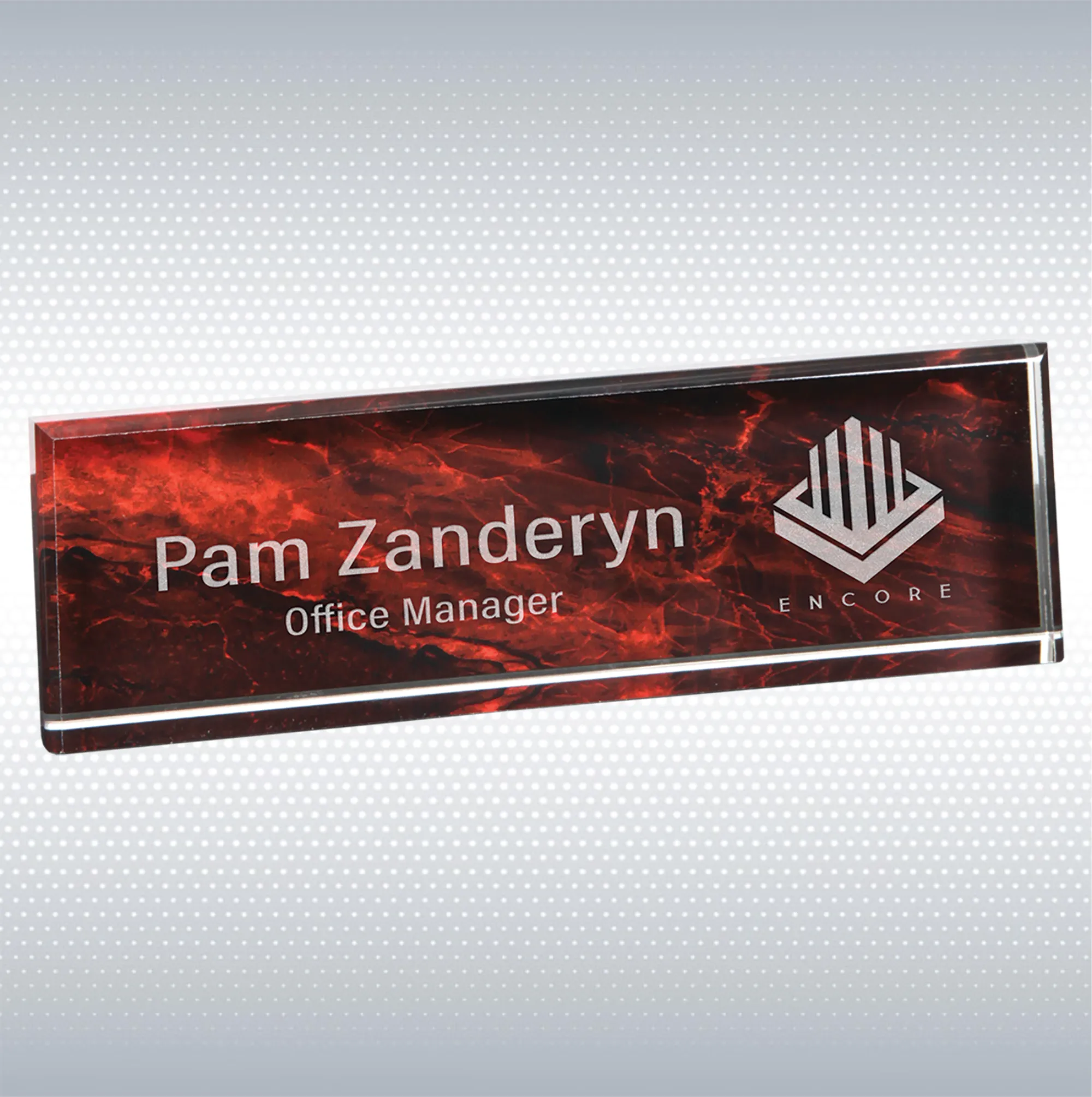 9 1/2" x 2 3/4" Red Marble Acrylic Name Bar 2
