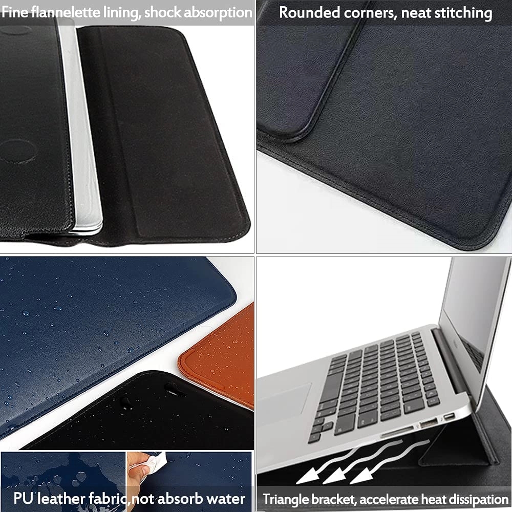 13 Inch Pu Leather Laptop Sleeve With Stand 4