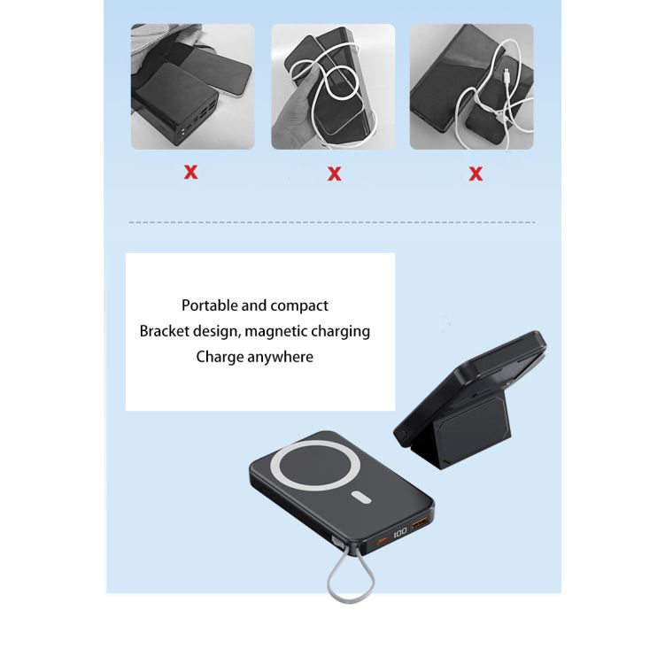 8000mAh Magnetic Wireless Power Bank with Stand 2