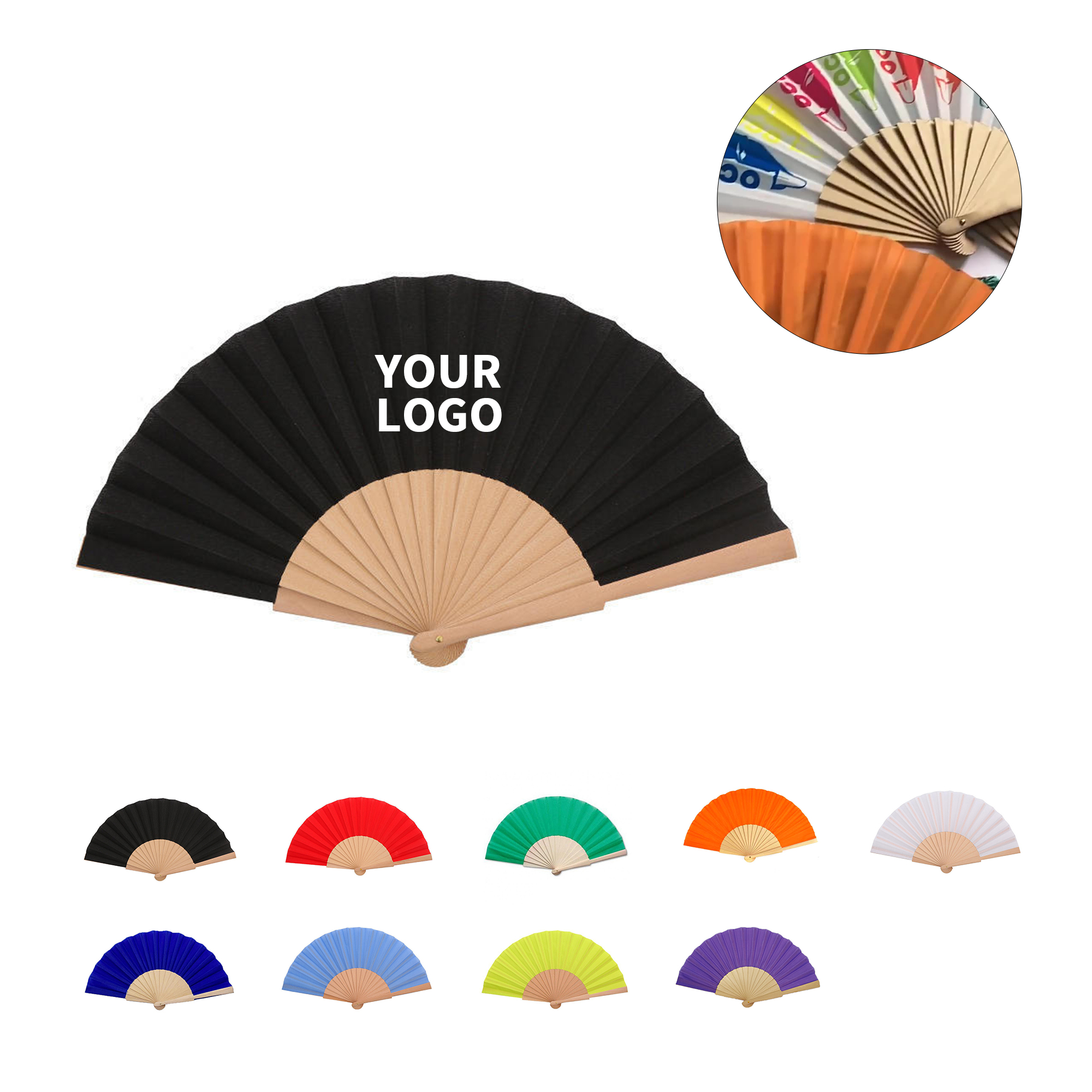 Full Color Bamboo Paper Folding Hand Fan 15 x 8.25" 11