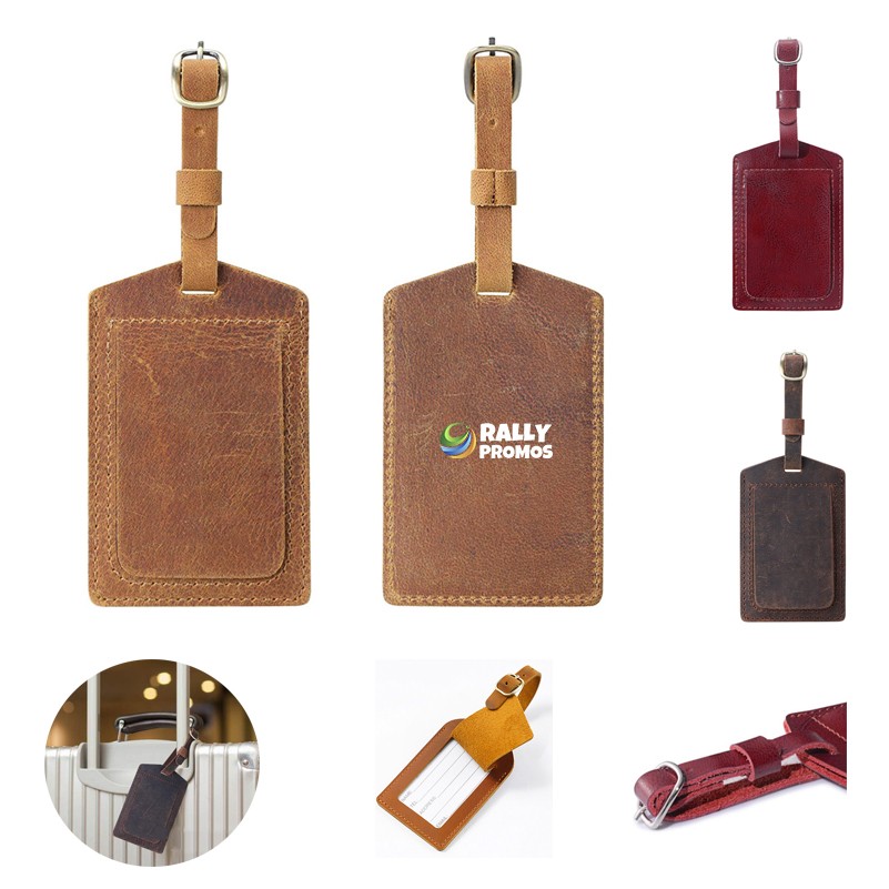 Leather Luggage Tag with Adjustable Strap 2