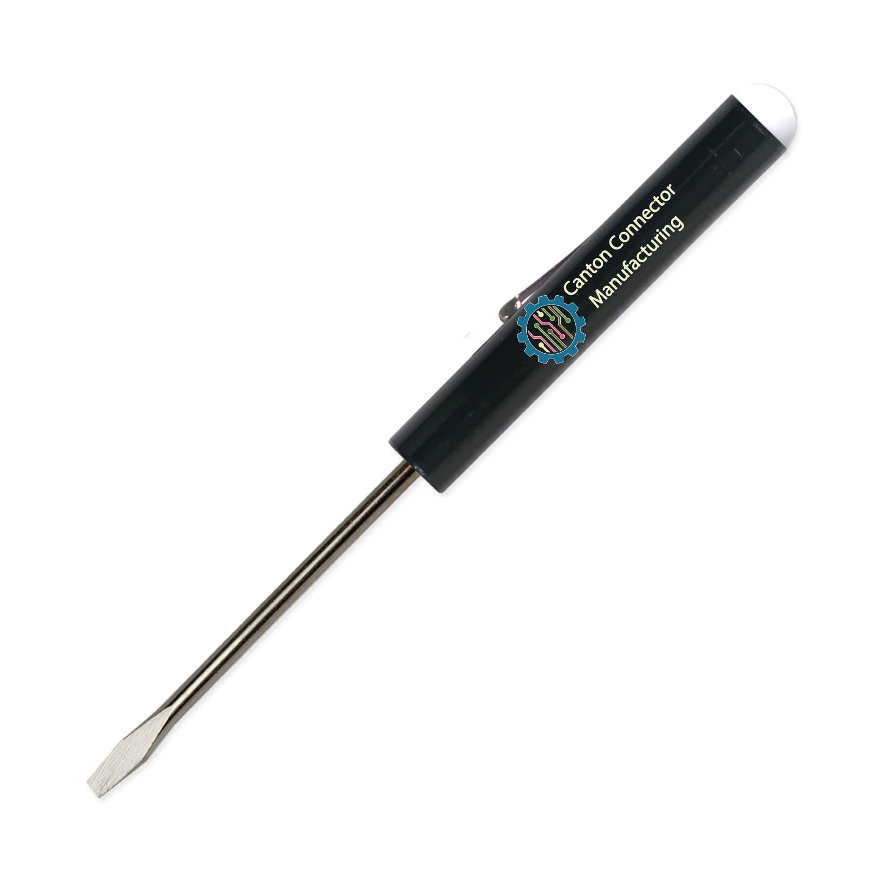 Pocket Screwdriver 1/8" Flat Tip Blade + Button Top 28