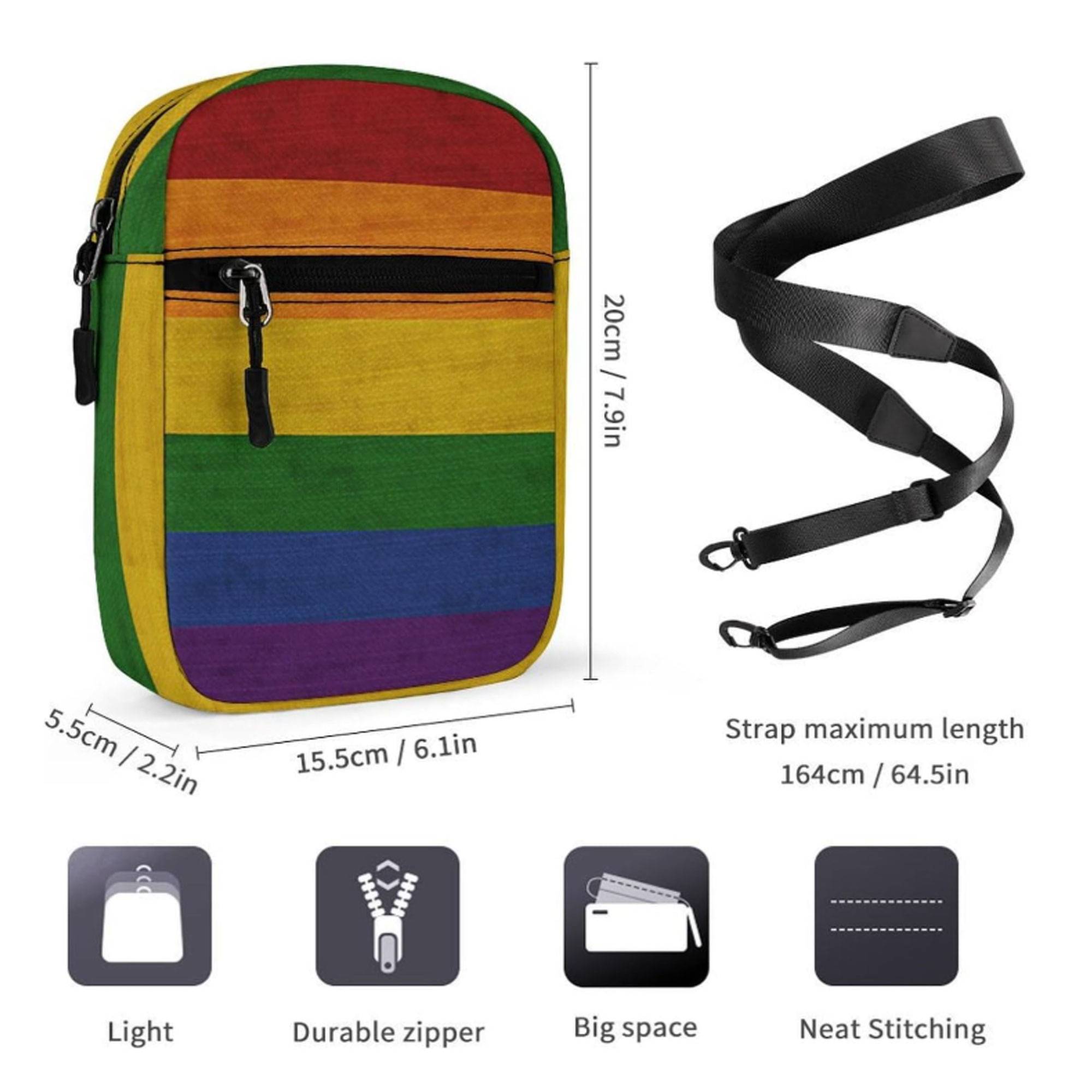 7 1/5" Rainbow Oxford Cloth CrossbodySling Backpack 3
