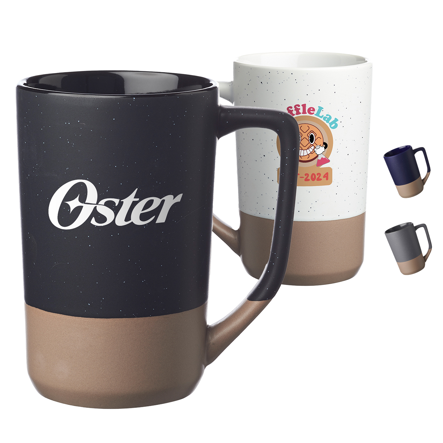 17 oz. Two-Tone Ceramic Mugs with Speckled Glaze 2