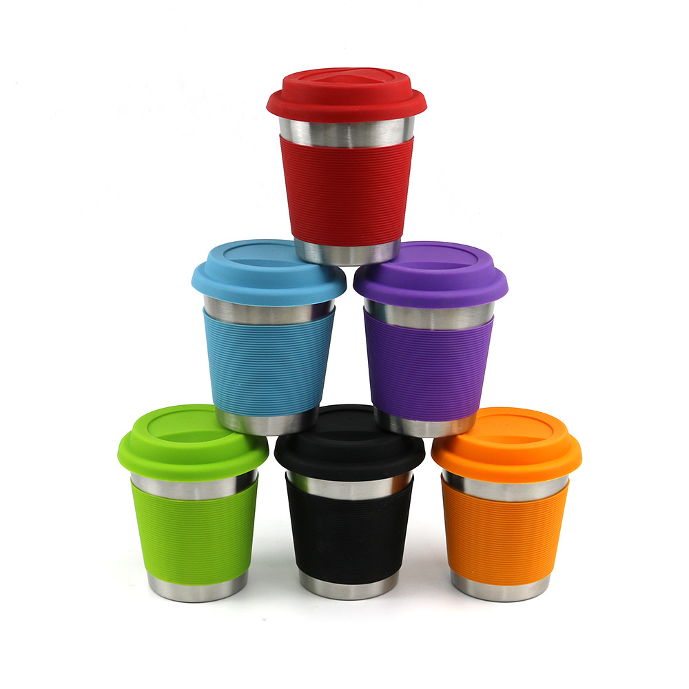 350Ml Travel Stainless Steel Tumblers W/ Silicone Sleeves 3