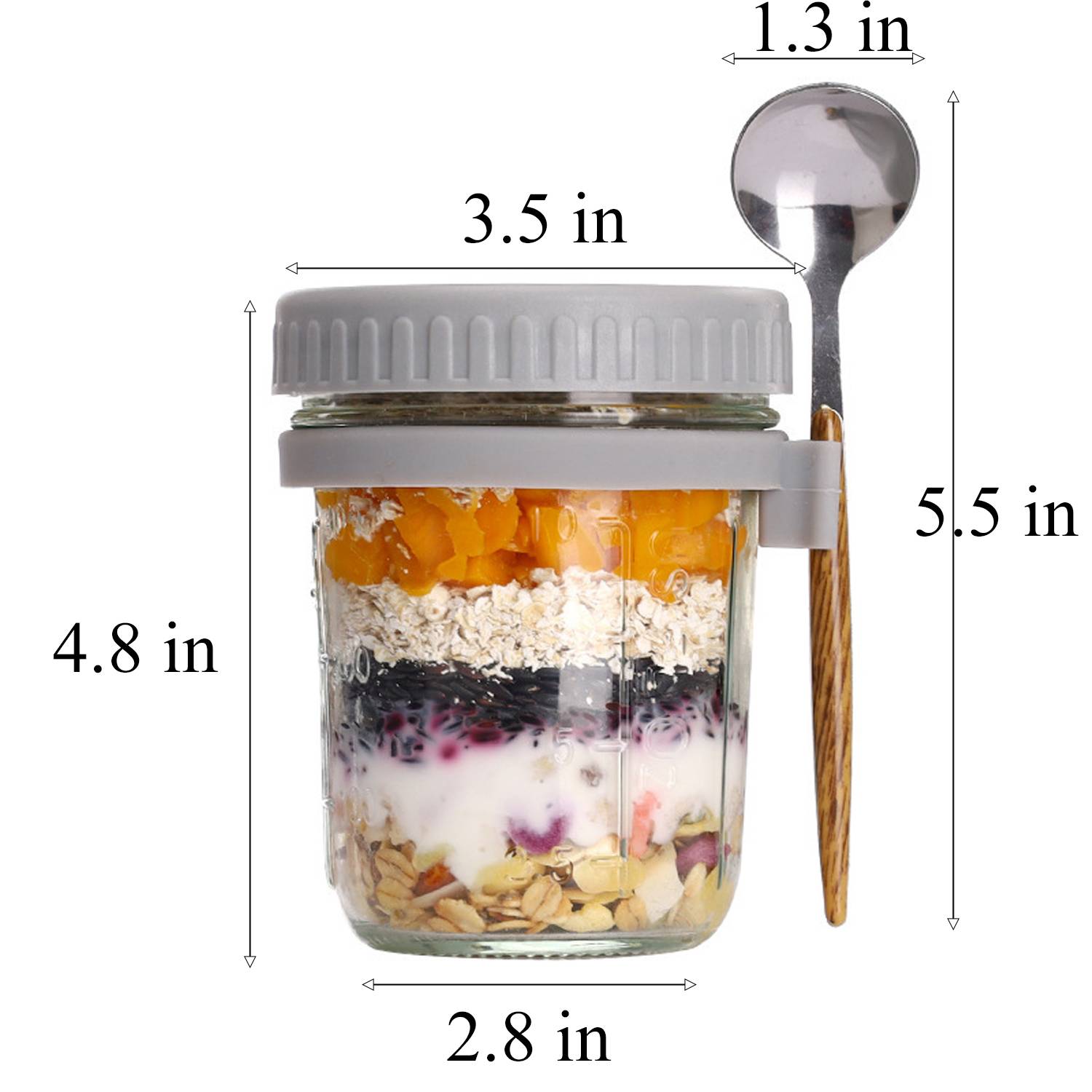 13oz Lead Free Glass Mason Jars w/Spoon 10