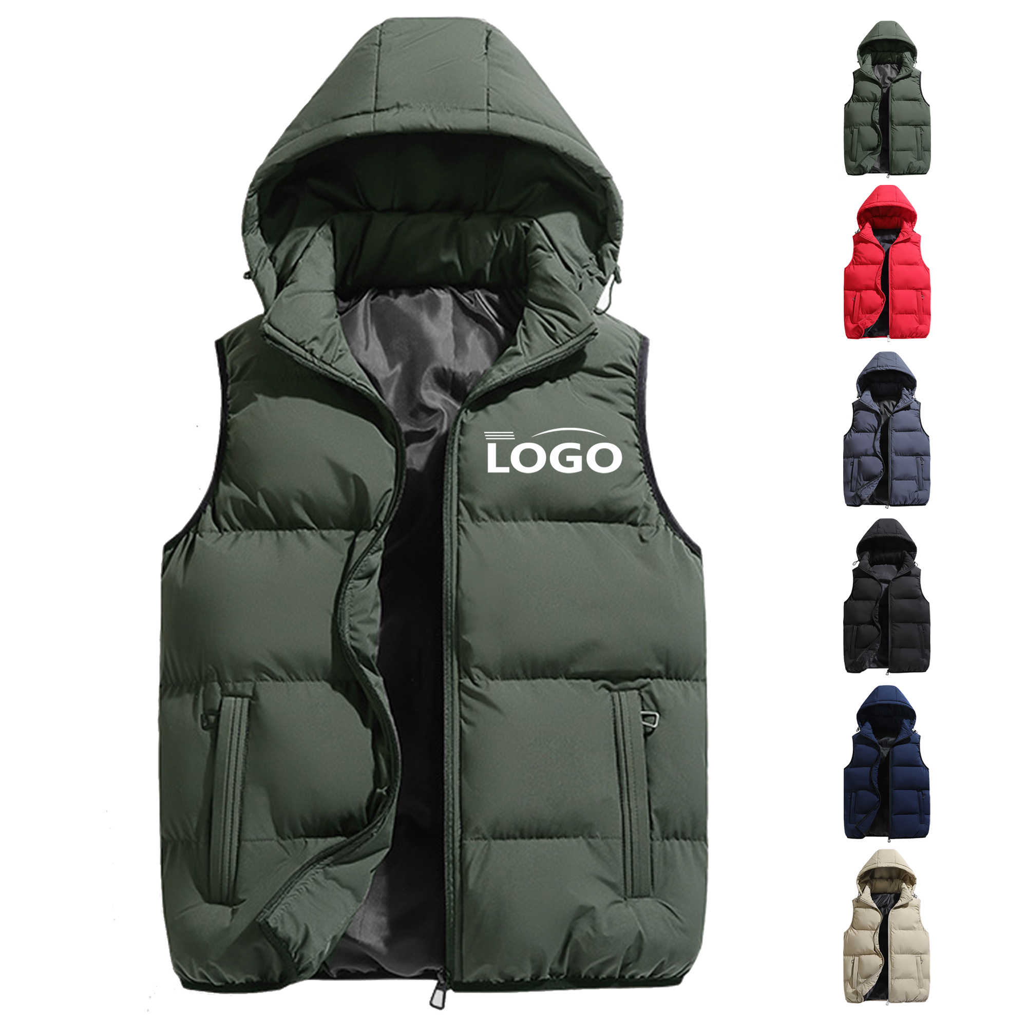 Solid Color Hooded Vest for Men 4