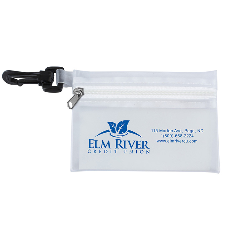 "TROUTDALE" 13 Piece First Aid Kit inTranslucent Zipper Kit with Plastic Carabiner Attachment 4