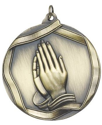 Praying Hands Die Cast Medal, 2 1/4" 2