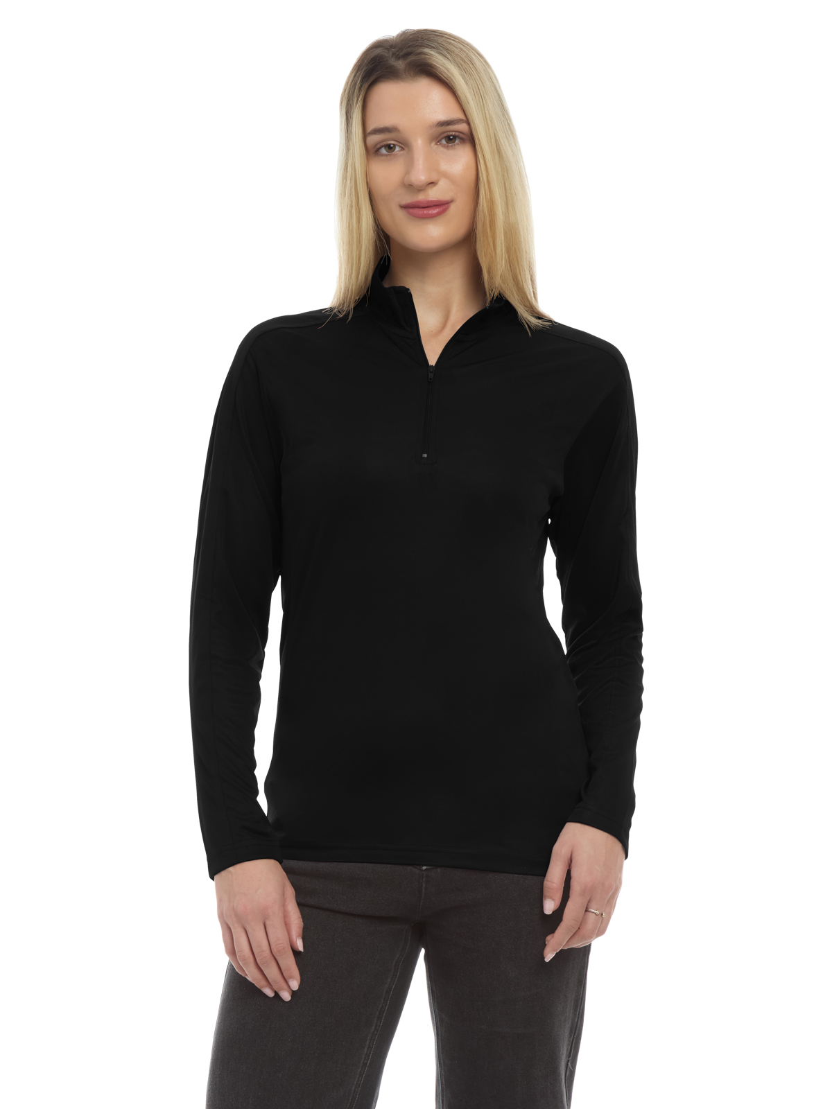 Blue Generation - Women's Pocketless Wicking Long Sleeve Zip Pullover 9