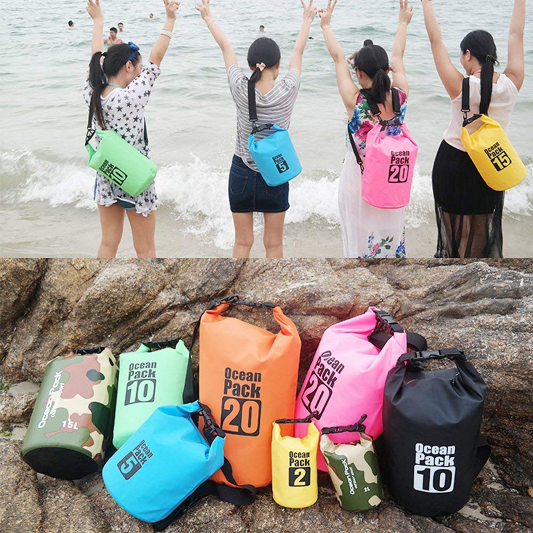 5L Roll Top Waterproof Backpack Sack 2