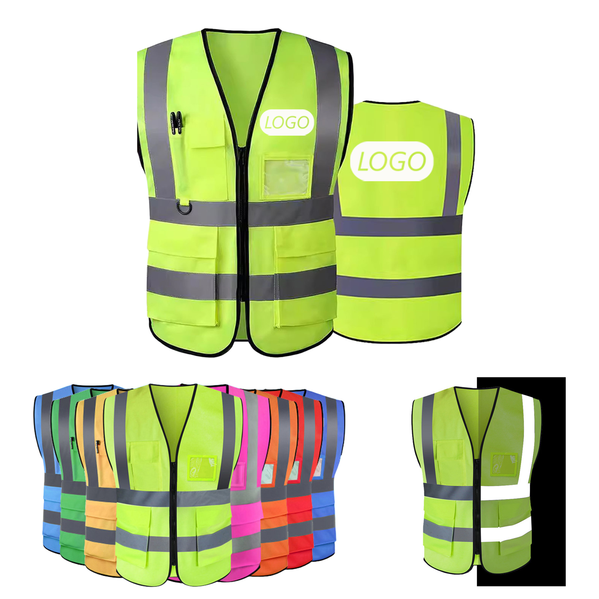 Pocketed Hi-Viz Safety Vest Made with Reflective Material 2