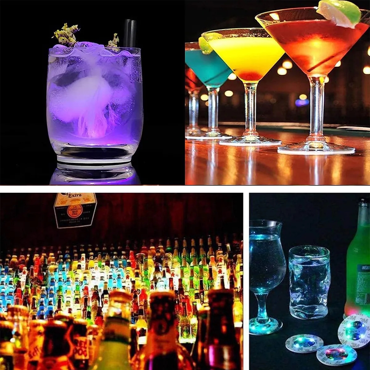 LED Coasters Light Sticker Waterproof Mat For Bottle Cup 5