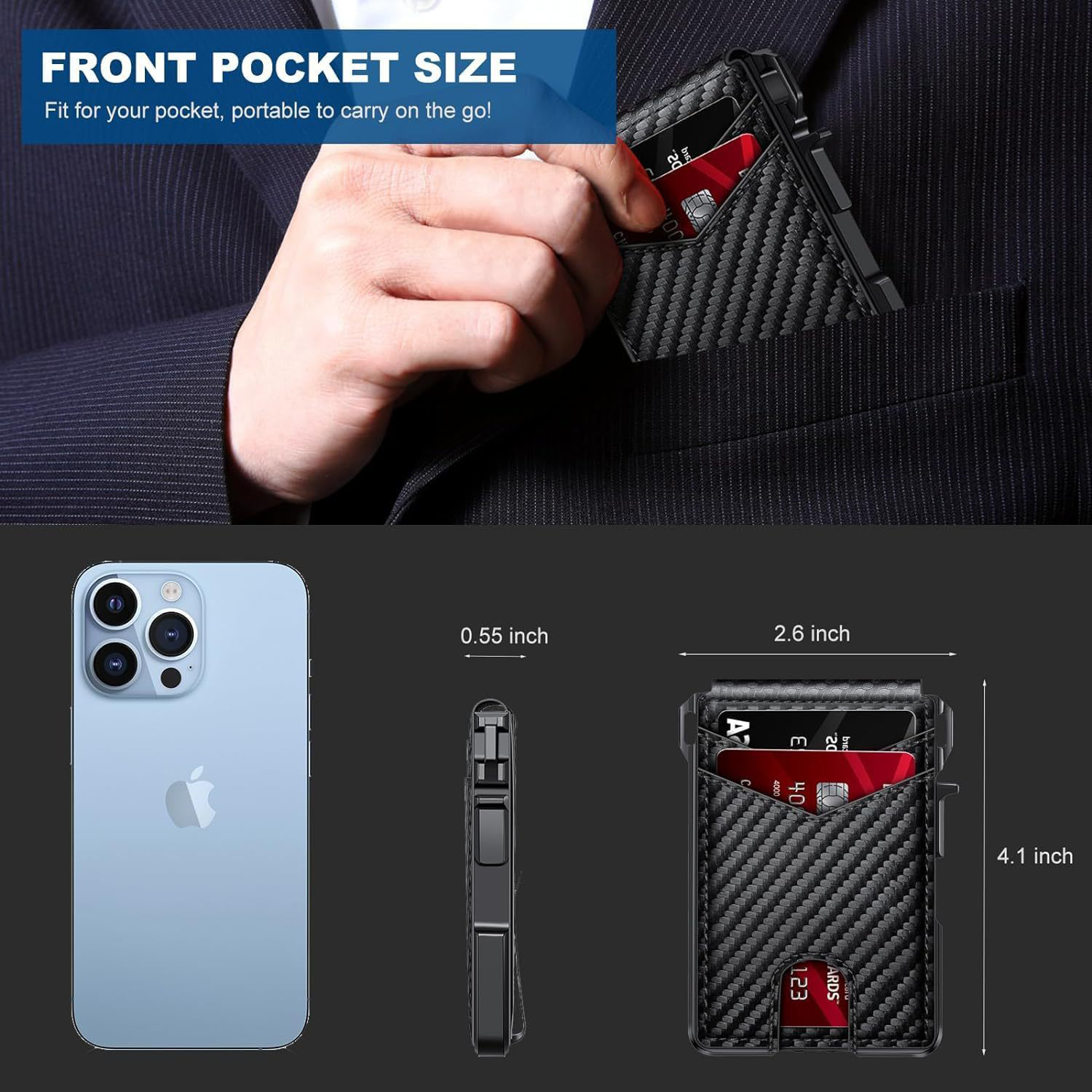 Men Aluminum Slim RFID Blocking Pop-Up Card Wallet 3