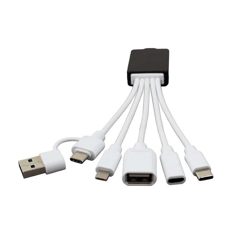 "FUSION" Charging Cable With 2 Port USB Hub 4