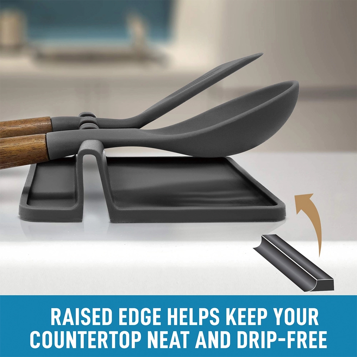 Silicone Utensil Rest With Drip Pad For Multiple Utensils 4