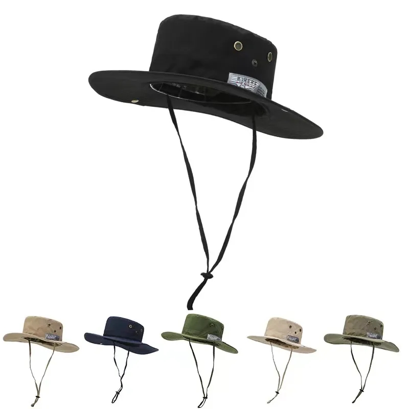 Outdoor Fishing Wide Brim Sun Bucket Hat w/ Embroidery 3