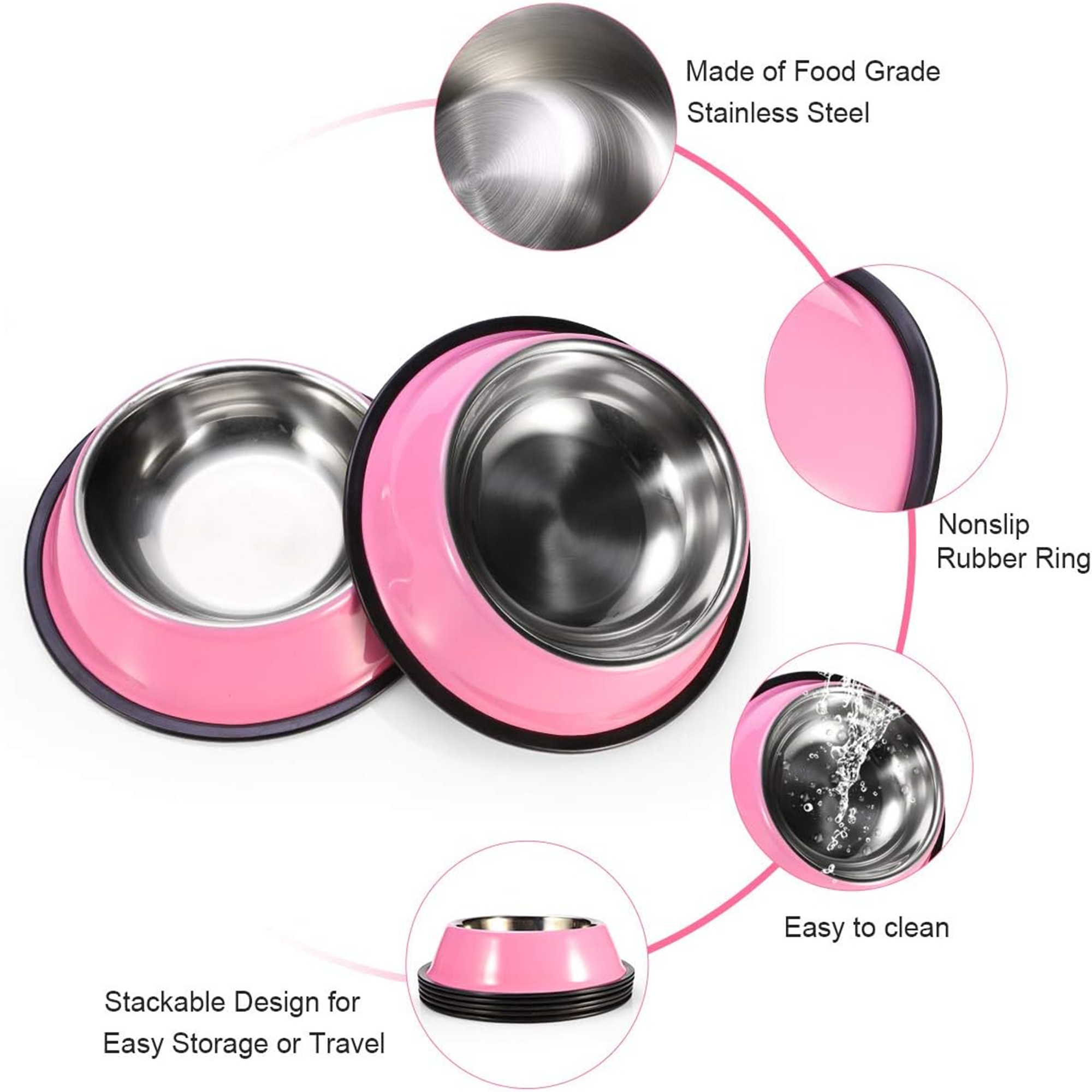 Stainless Steel Dog Bowl With Anti-Skid Rubber Base 4