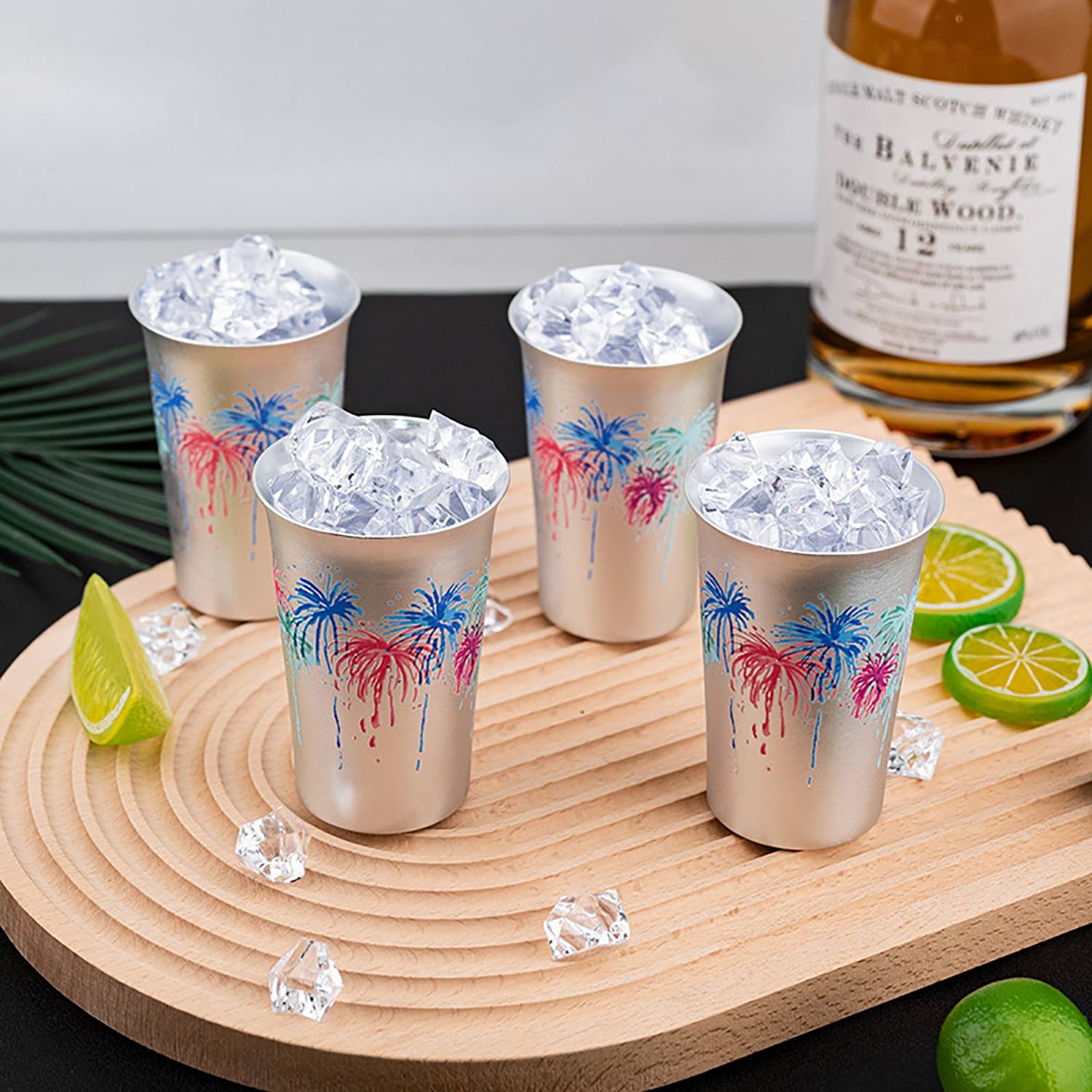 5oz Color-Changing Aluminum Cold Drink Cup - Firework Design 4