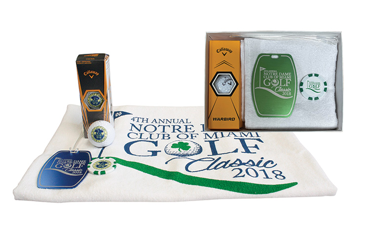 Golf Tournament Towel pack with Laser Engraved Bag Tag 2